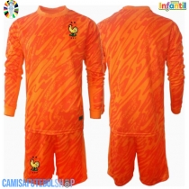 Camisa de time de futebol França Goleiro Replicas 2º Equipamento Infantil Europeu 2024 Manga Comprida (+ Calças curtas)